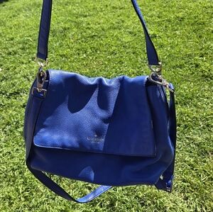 kate spade cobalt blue pebbled leather shoulder bag